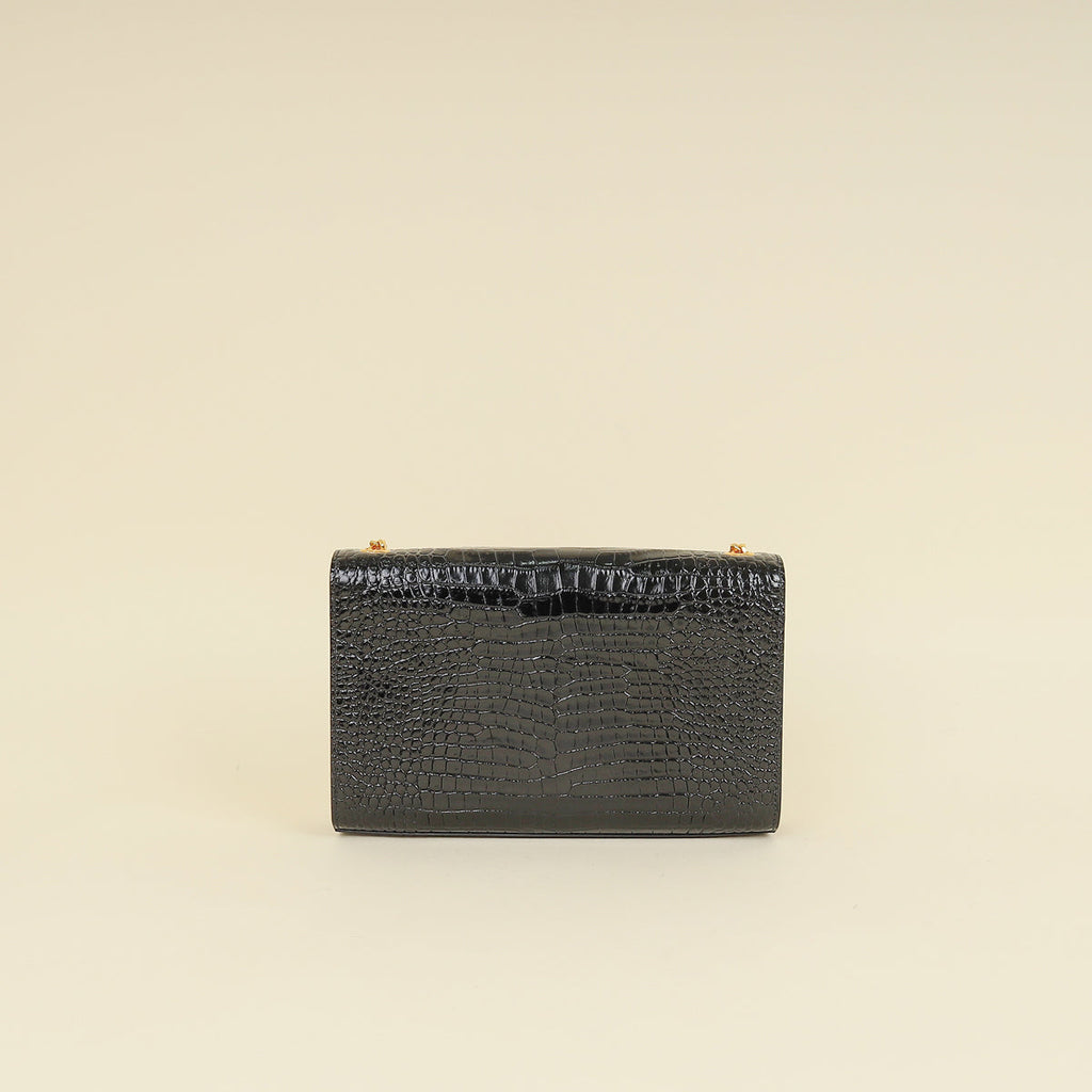 YSL Black Coco Embossed Kate Tassel Medium Shoulder Bag