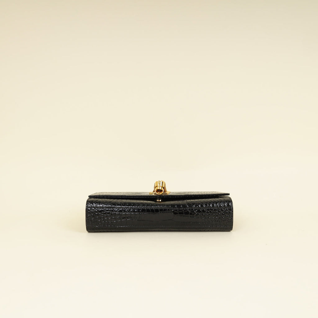 YSL Black Coco Embossed Kate Tassel Medium Shoulder Bag