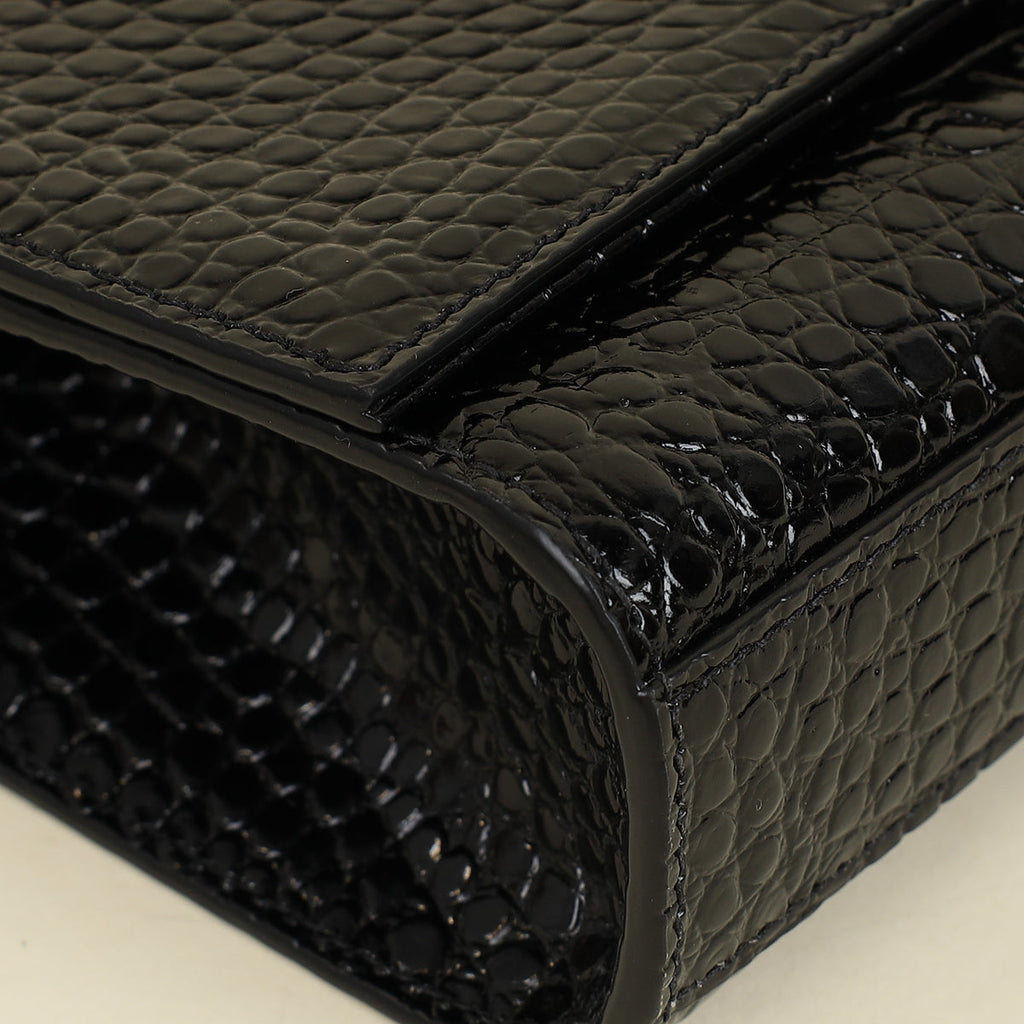 YSL Black Coco Embossed Kate Tassel Medium Shoulder Bag