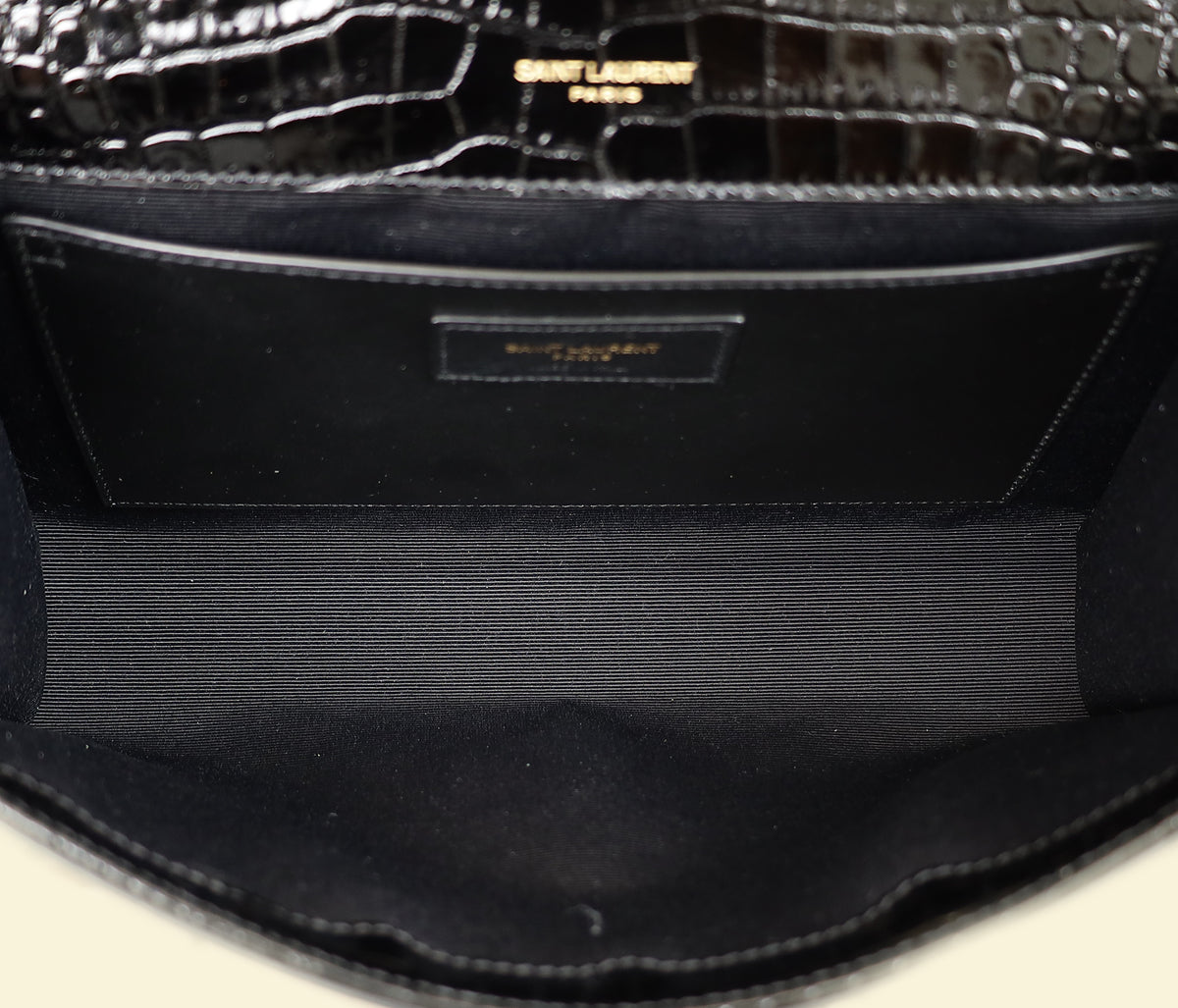 YSL Black Coco Embossed Kate Tassel Medium Shoulder Bag