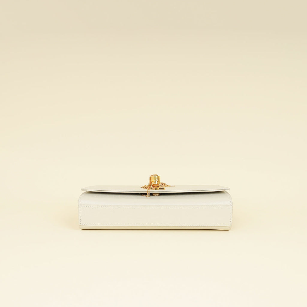 YSL Blanc Vintage Kate Tassel Medium Shoulder Bag