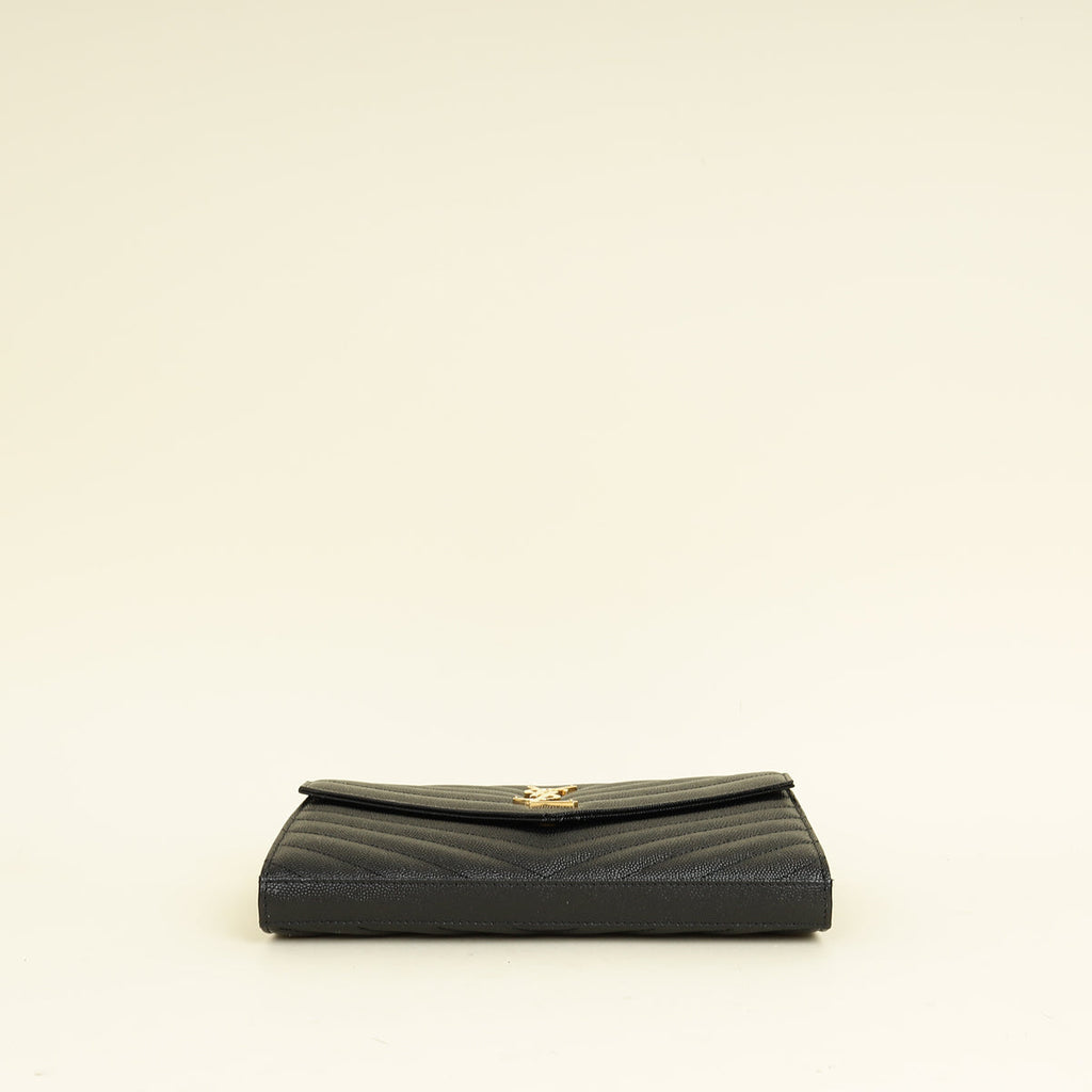 YSL Black Chevron Classic Cassandre Chain Wallet