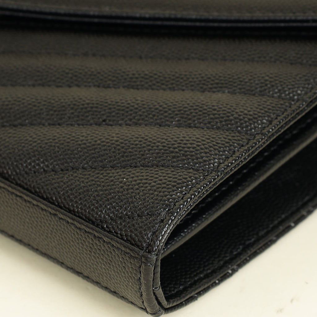 YSL Black Chevron Classic Cassandre Chain Wallet