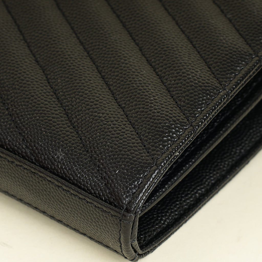 YSL Black Chevron Classic Cassandre Chain Wallet