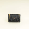 YSL Black Mix Quilted Envelope Medium Shoulder Bag