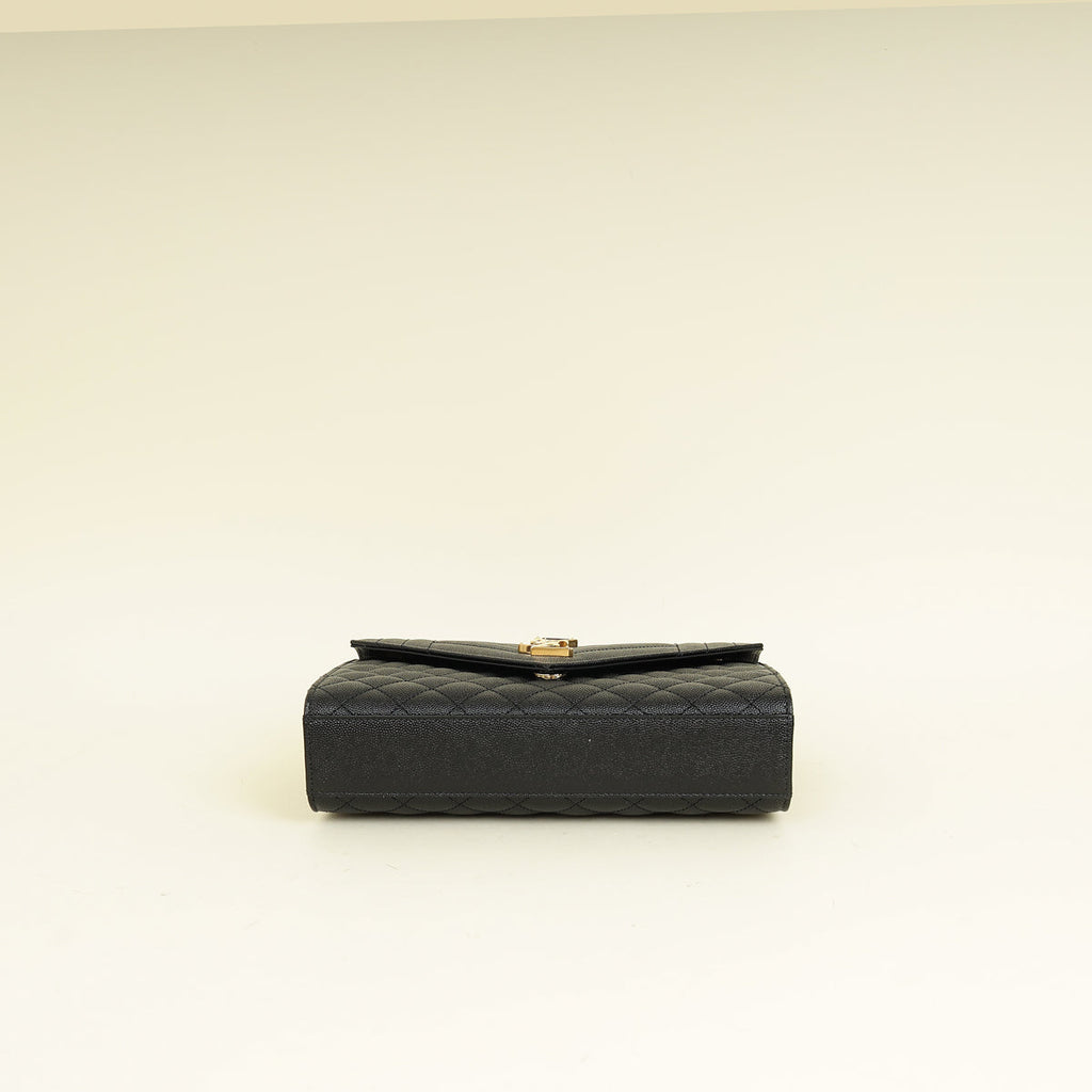 YSL Black Mix Quilted Envelope Medium Shoulder Bag