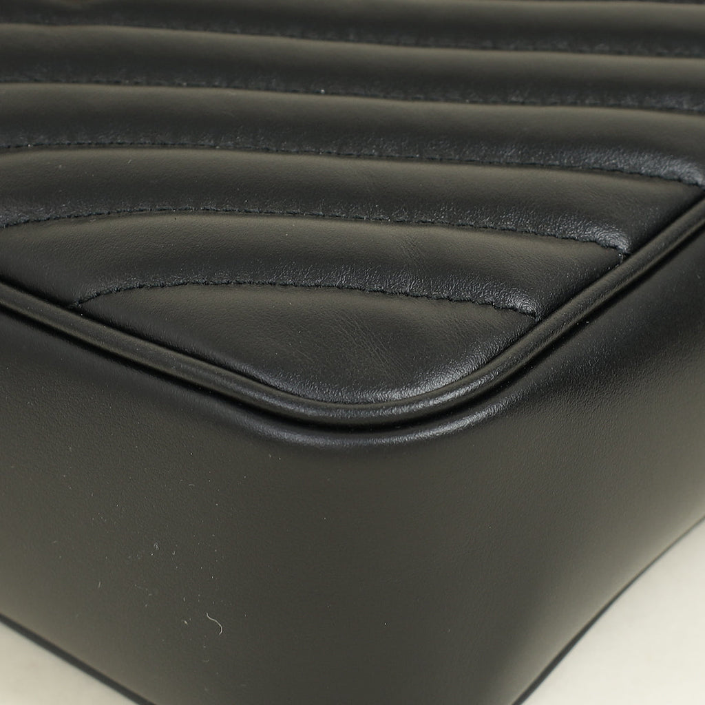 YSL Black Chevron Lou Camera Crossbody Bag