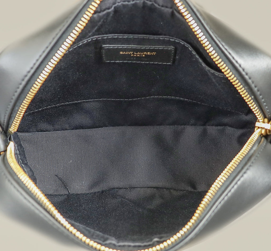 YSL Black Chevron Lou Camera Crossbody Bag