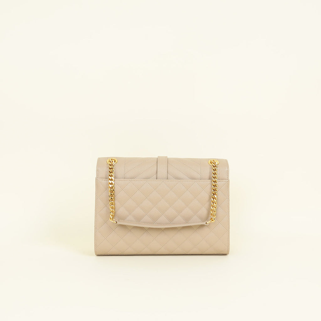 YSL Dark Beige Mix Quilted Envelope Medium Shoulder Bag