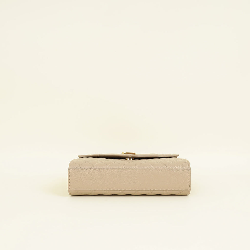 YSL Dark Beige Mix Quilted Envelope Medium Shoulder Bag