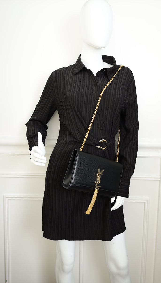 YSL Black Kate Tassel Medium Shoulder Bag
