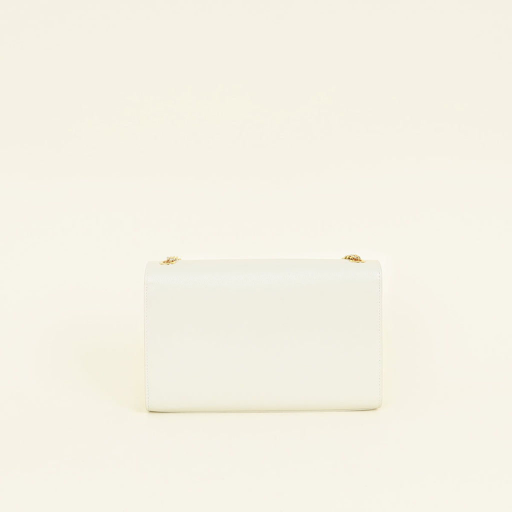 YSL Blanc Vintage Kate Tassel Flap Medium Shoulder Bag