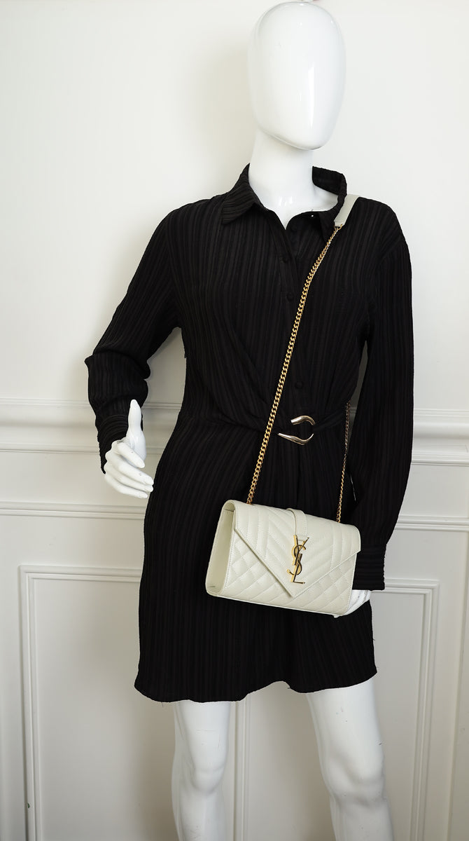 YSL Blanc Vintage Mix Quilt Envelope Small Shoulder Bag