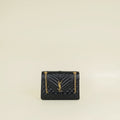 YSL Black Mix Quilted Envelope Medium Shoulder Bag