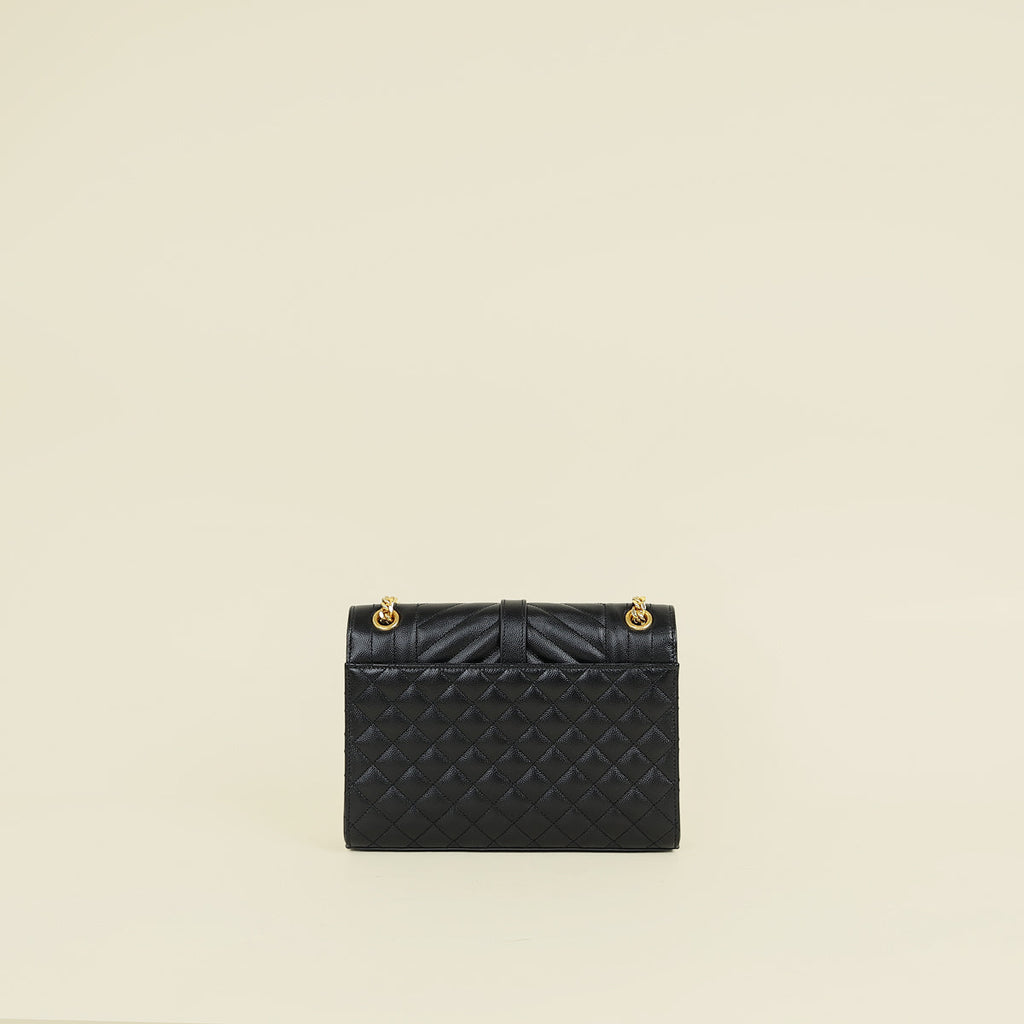 YSL Black Mix Quilted Envelope Medium Shoulder Bag