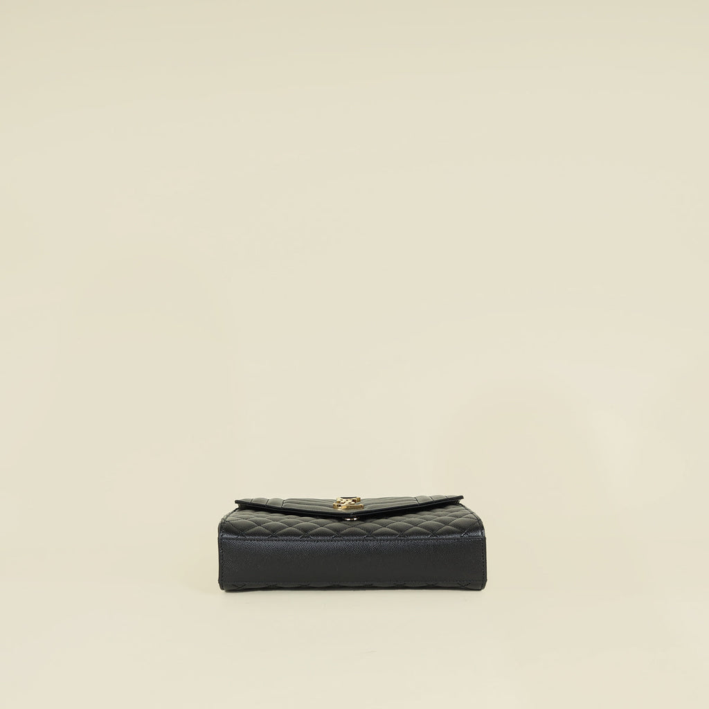 YSL Black Mix Quilted Envelope Medium Shoulder Bag