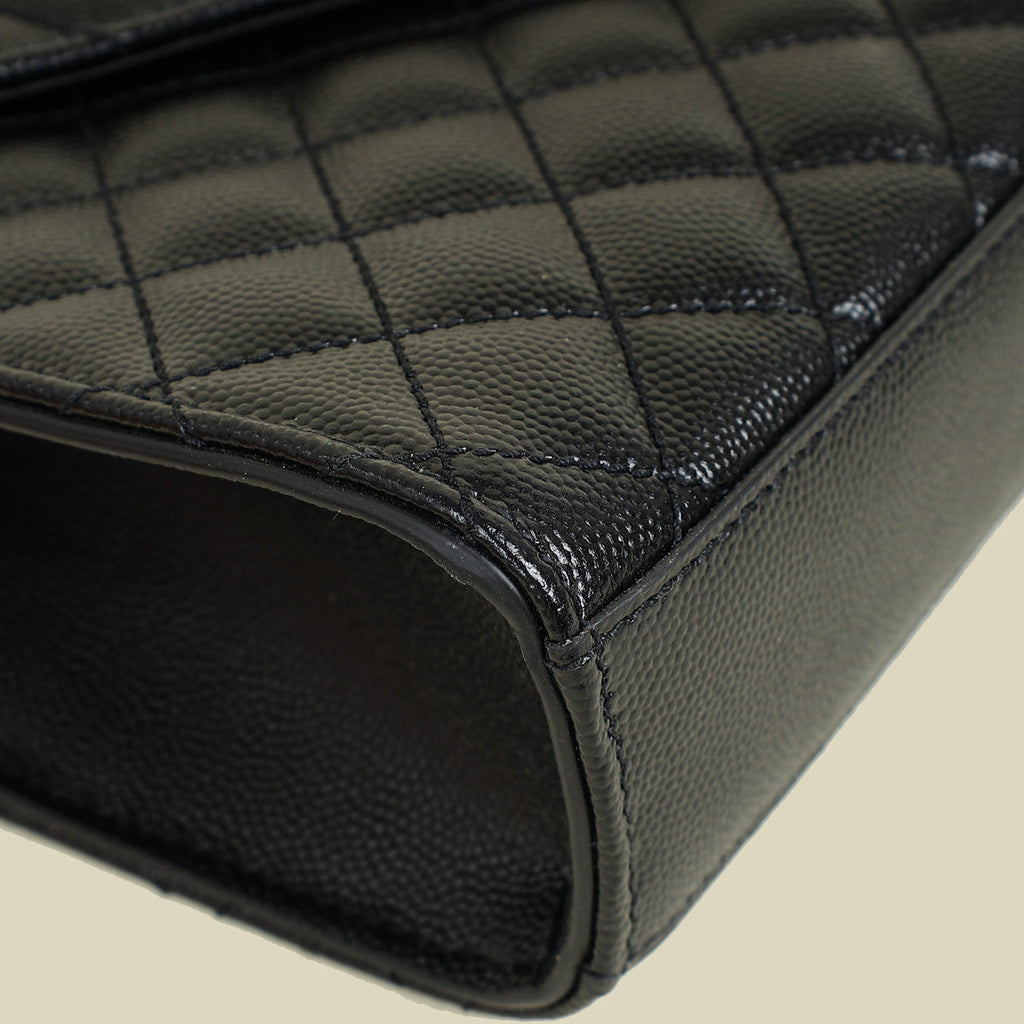 YSL Black Mix Quilted Envelope Medium Shoulder Bag