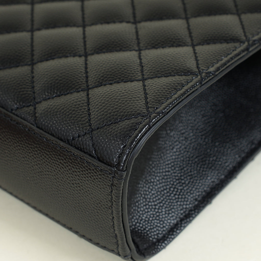 YSL Black Mix Quilted Envelope Medium Shoulder Bag