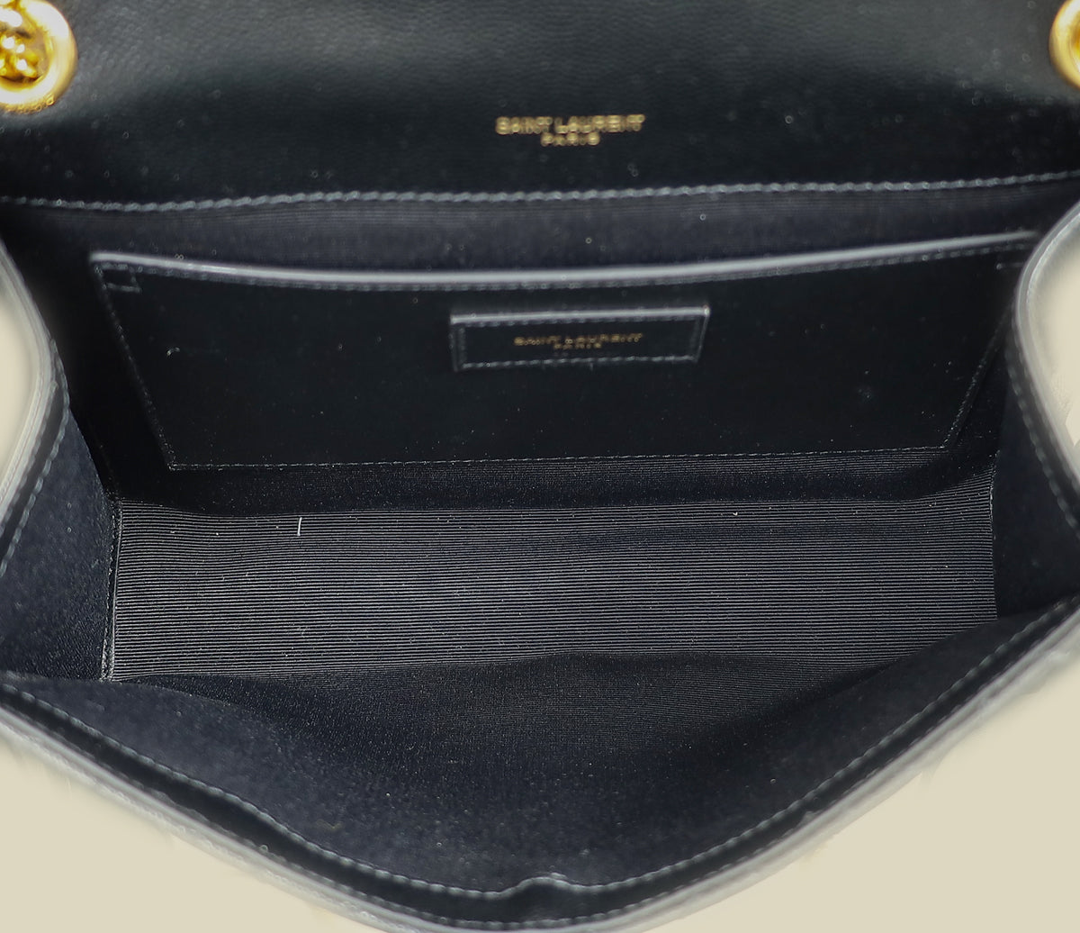YSL Black Mix Quilted Envelope Medium Shoulder Bag