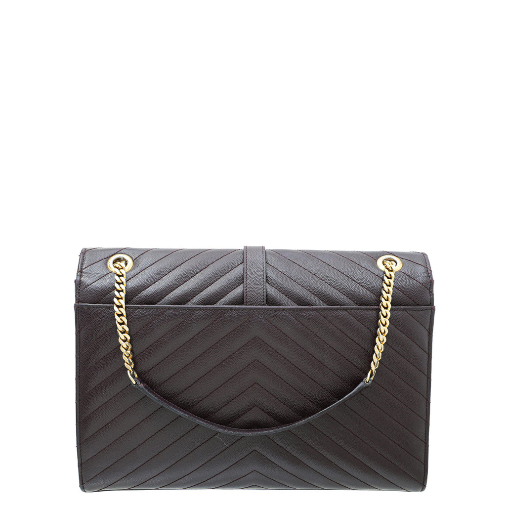 YSL Burgundy Monogram Satchel Large Bag