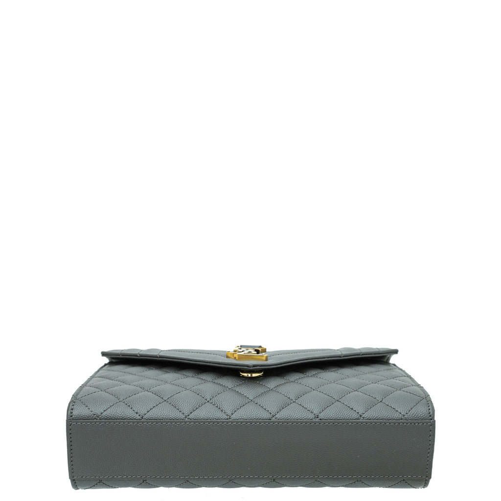 YSL Gray Envelope Mix Quilted Flap Bag