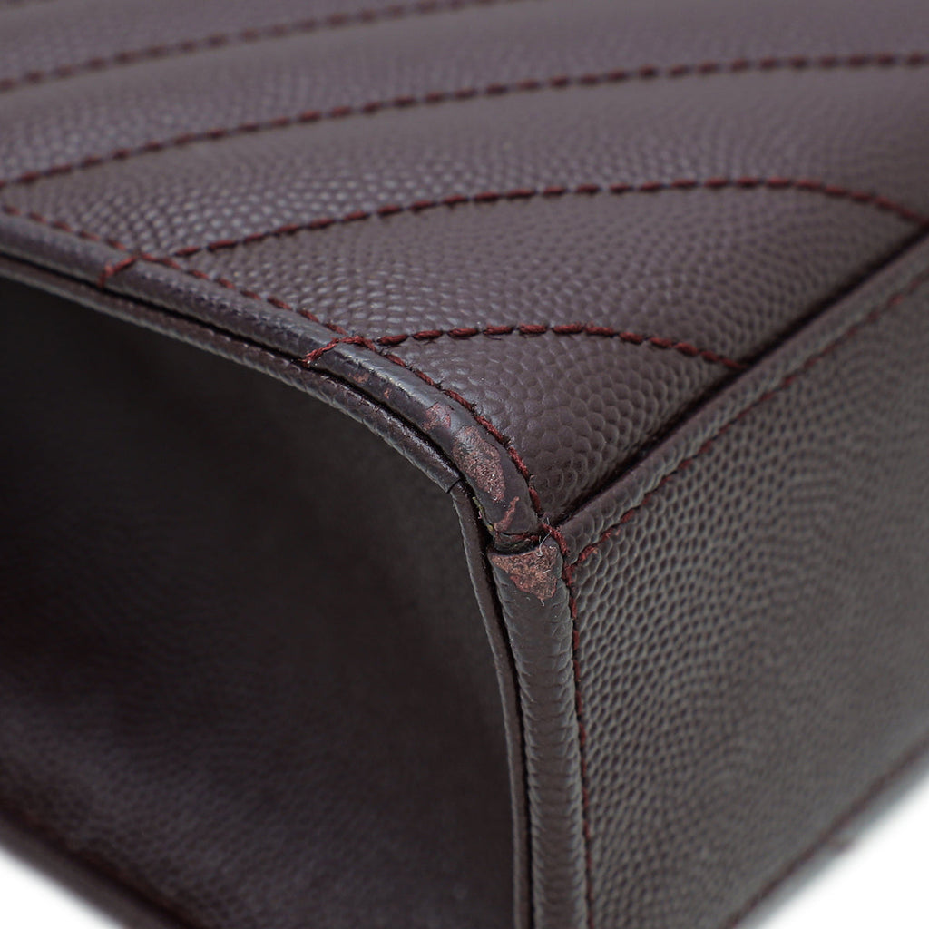 YSL Burgundy Monogram Satchel Large Bag