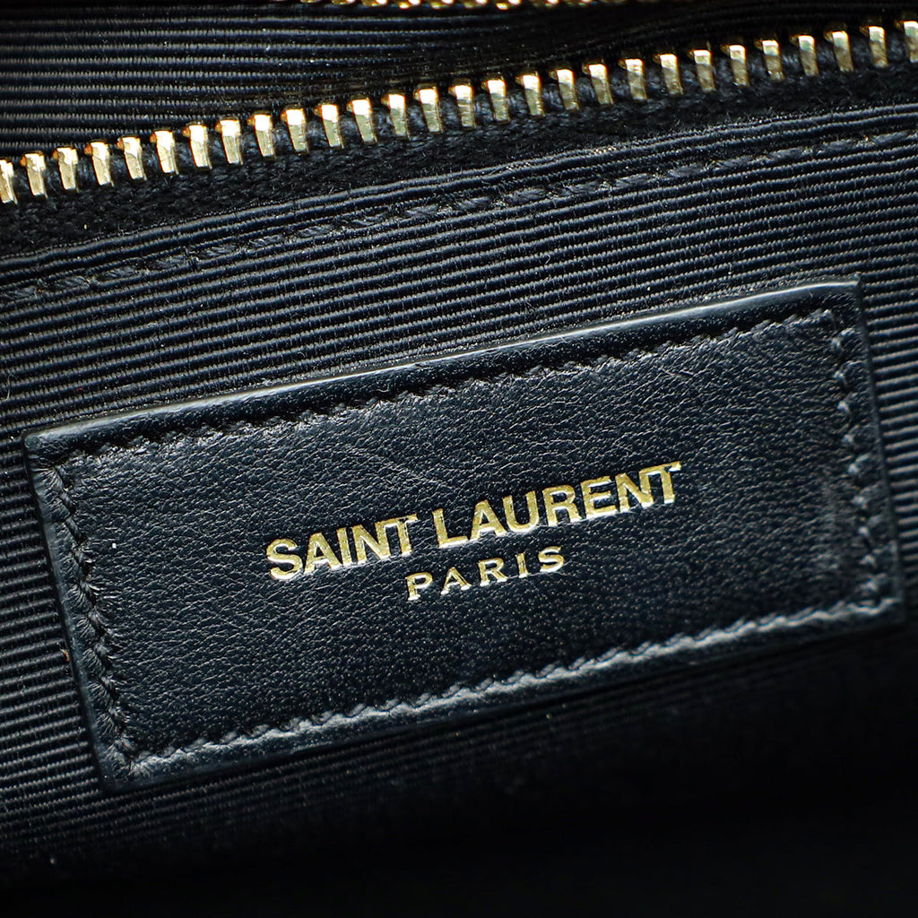 YSL Black Monogram Chevron Large Satchel Bag