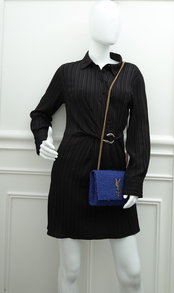 YSL Indigo Blue Kate Wool Small Shoulder Bag
