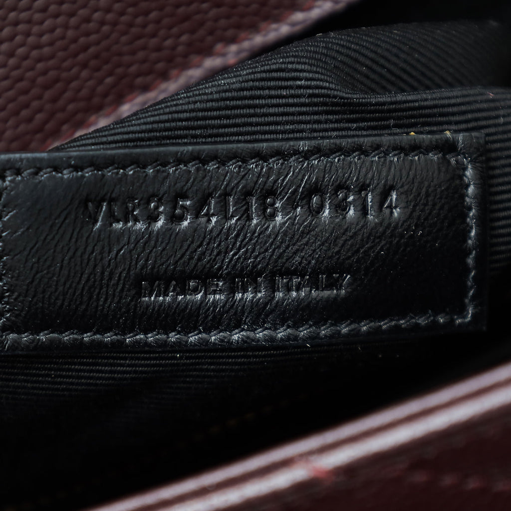 YSL Burgundy Monogram Chevron Satchel Large Bag