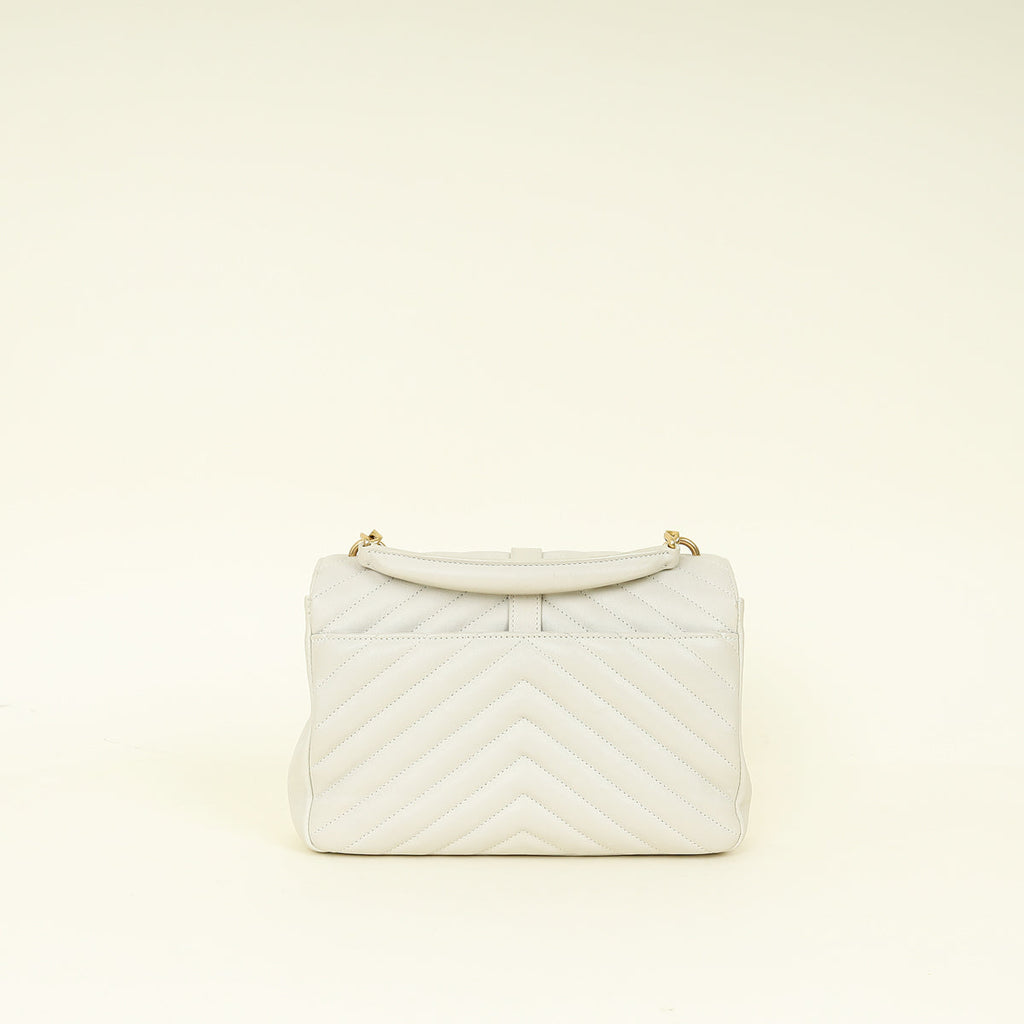 YSL Vintage Blanc College Quilted Medium Bag