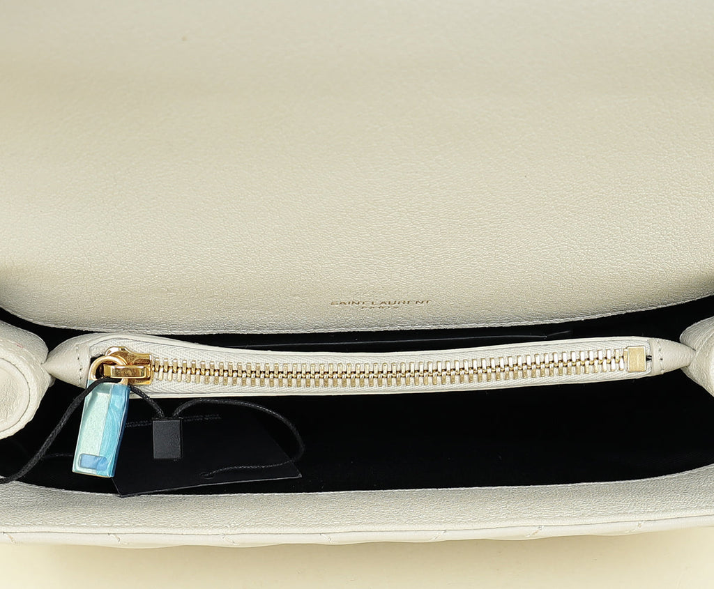 YSL Vintage Blanc College Quilted Medium Bag