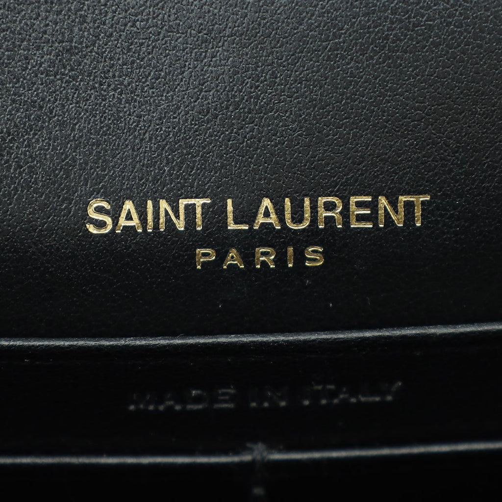 YSL Black Croco Embossed Sunset Wallet on Chain