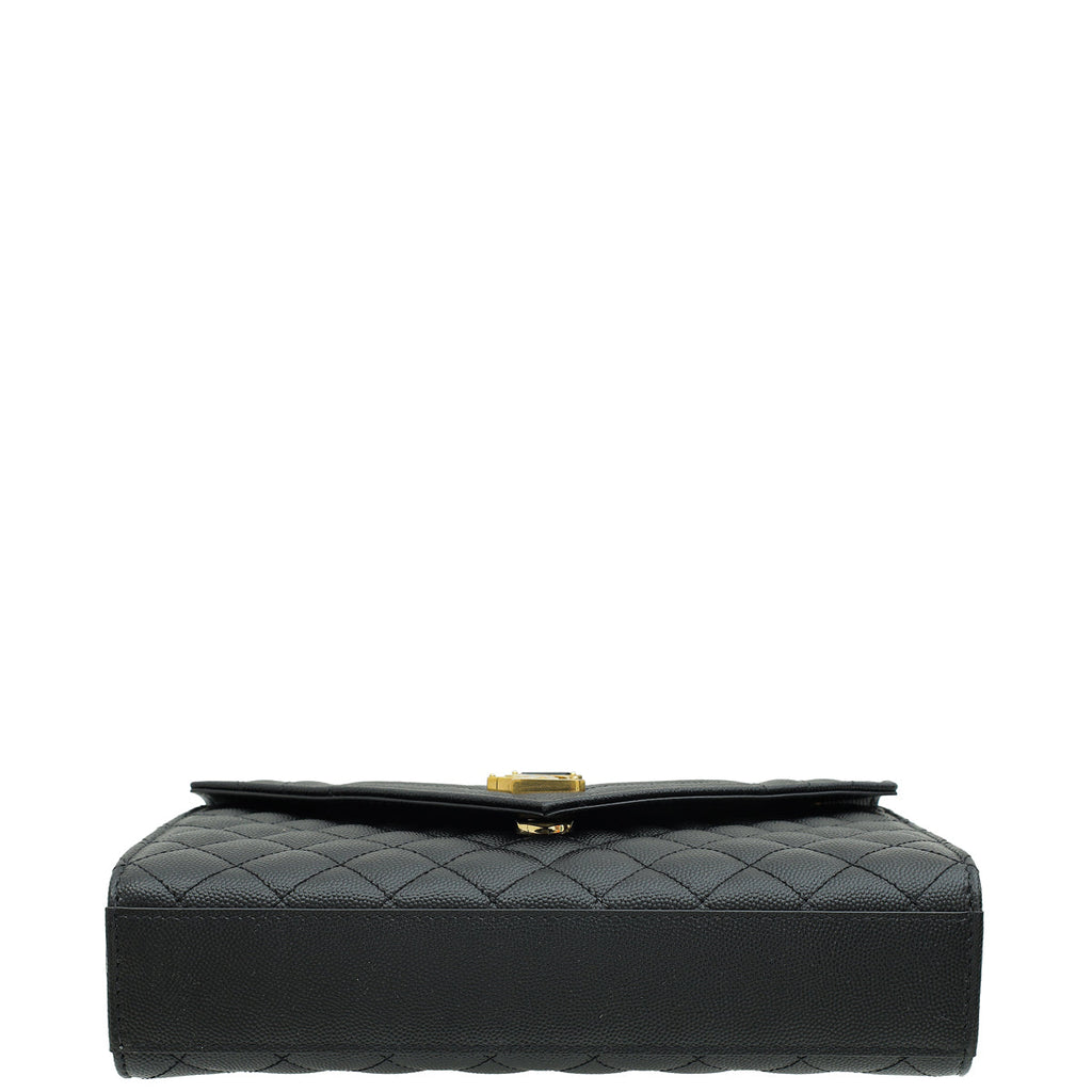 YSL Noir Mix Quilted Envelope Medium Shoulder Bag