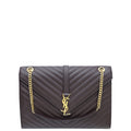 YSL Burgundy Monogram Chevron Satchel Large Bag