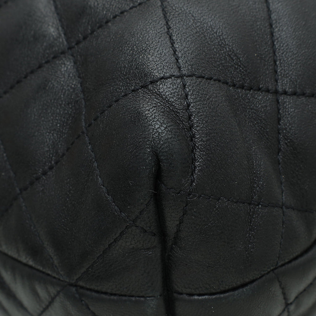 YSL Black Quilted ICARE Maxi Shopping Tote Bag