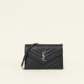 YSL Black Cassandre Envelope Chain Wallet