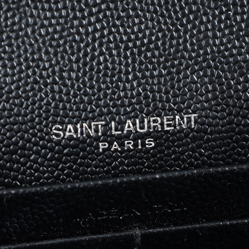 YSL Black Cassandre Envelope Chain Wallet