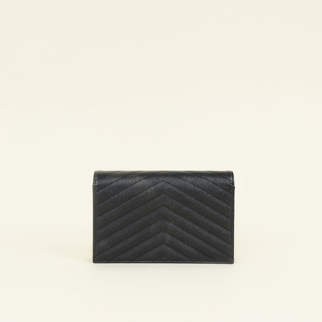 YSL Black Cassandre Envelope Chain Wallet
