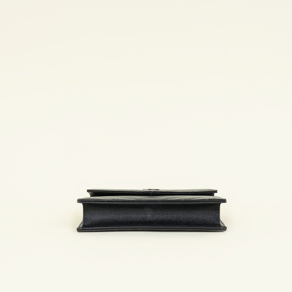 YSL Black Cassandre Envelope Chain Wallet