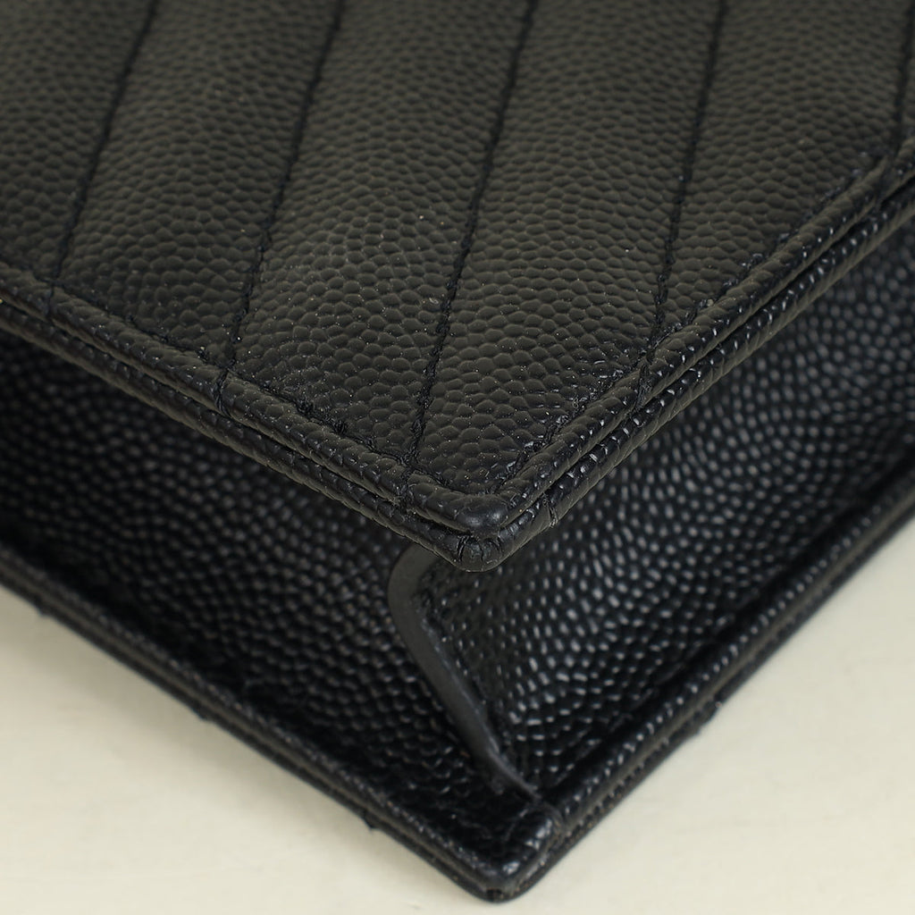 YSL Black Cassandre Envelope Chain Wallet