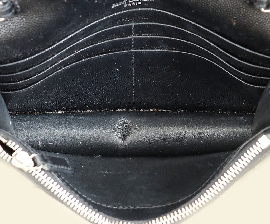 YSL Black Cassandre Envelope Chain Wallet