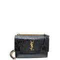YSL Black Croco Embossed Sunset Medium Bag