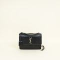 YSL Black Sunset Croco Embossed Medium Bag