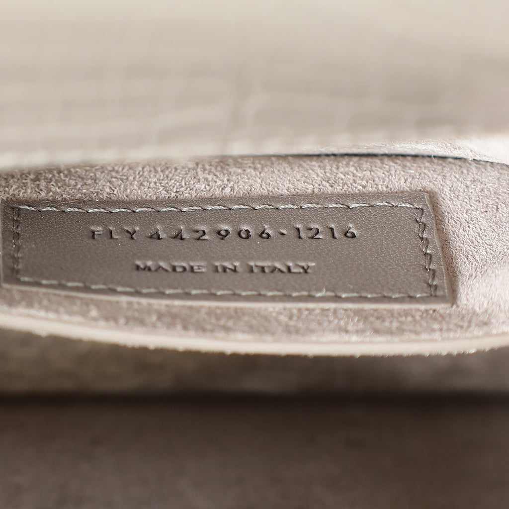 YSL Grey Sunset Croco Embossed Medium Bag