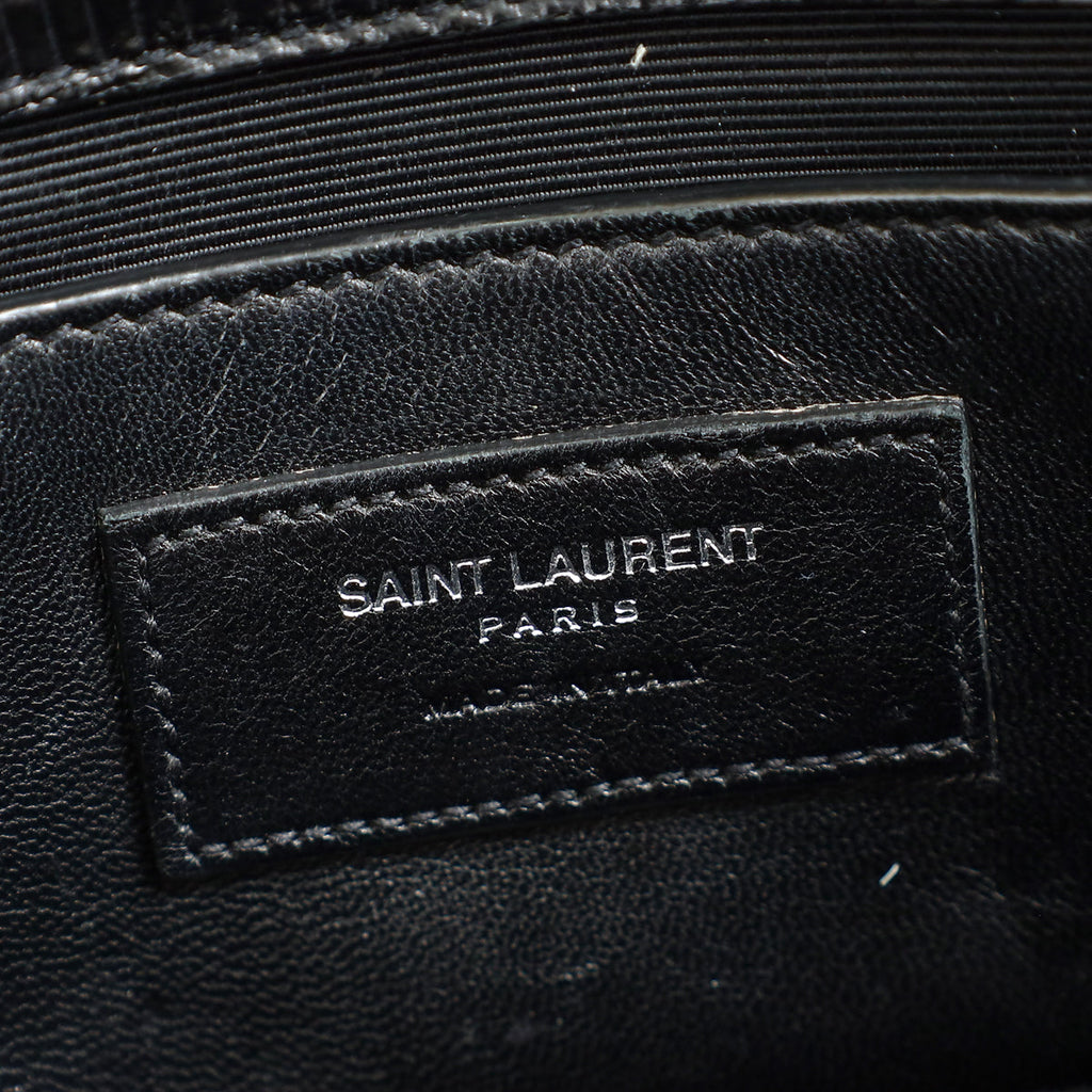 YSL Black Monogram Kate Tassel Lizard Embossed Medium Bag