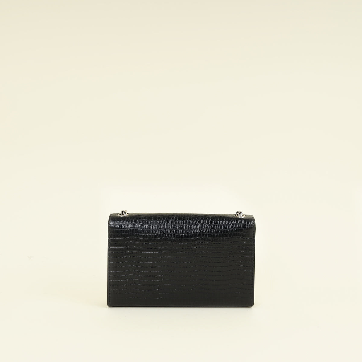 YSL Black Monogram Kate Tassel Lizard Embossed Medium Bag