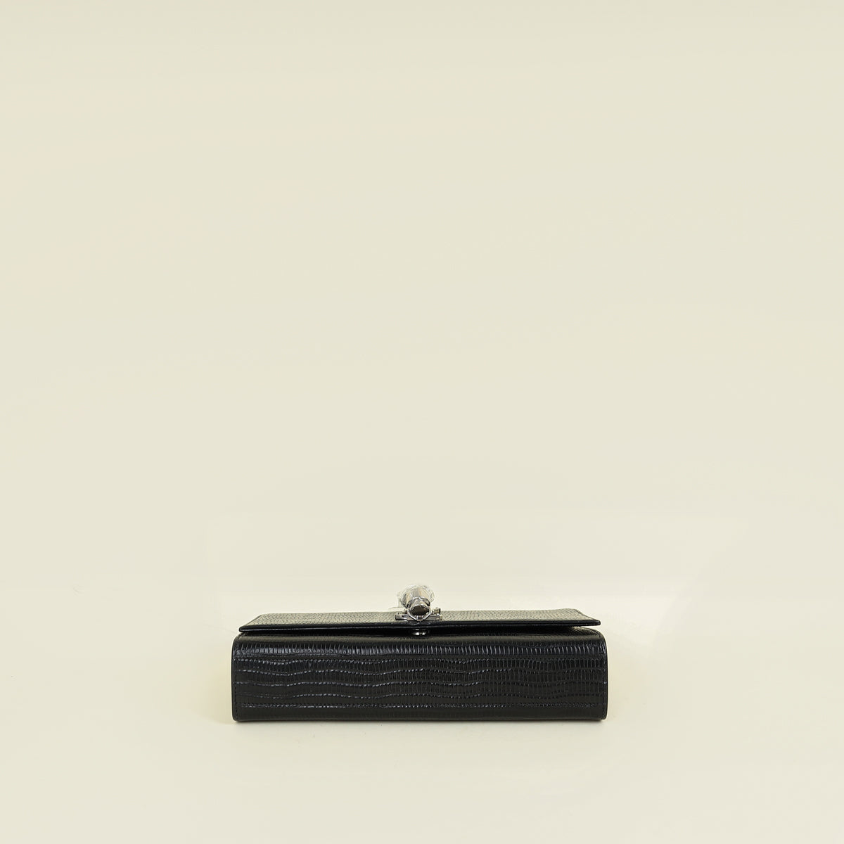 YSL Black Monogram Kate Tassel Lizard Embossed Medium Bag
