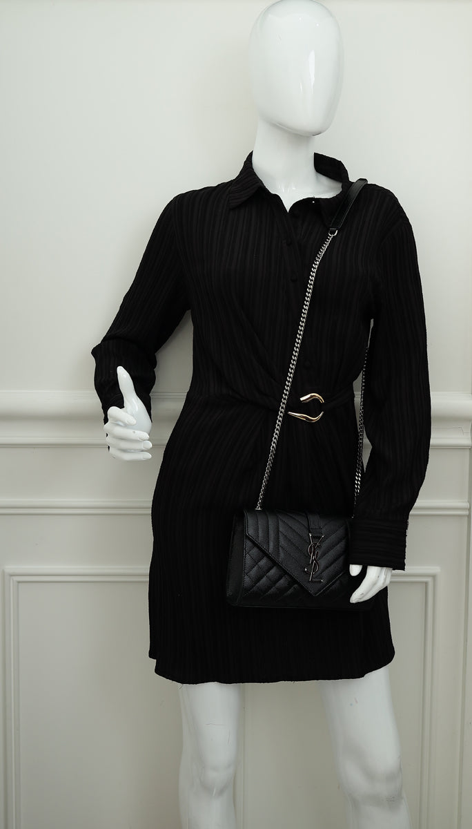 YSL Black Monogram Mix Quilted Small Chain Bag
