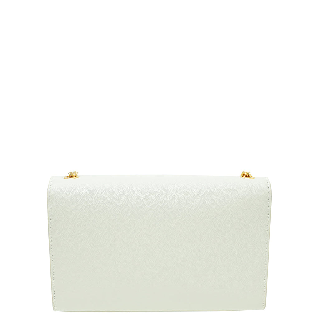 YSL Blanc Monogram Kate Chain Medium Bag