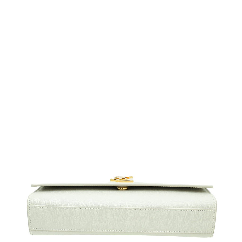 YSL Blanc Monogram Kate Chain Medium Bag